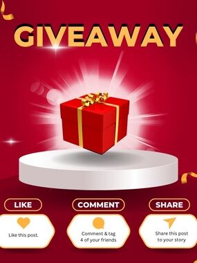 Red Gift Box with Gold Ribbon Giveaway Graphic